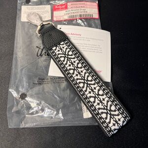 New. Thirty-One Wide Wristlet Strap Black and White Key Holder